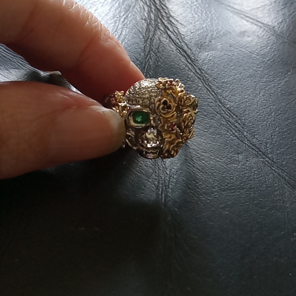Skull and rose Sterling silver ring